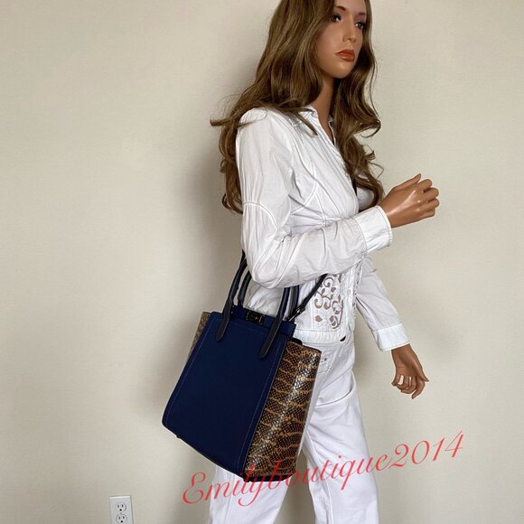 NEW Coach Retail 1941 Colorblock Snakeskin Troupe Cadet Blue Leather Tote Bag - Picture 9 of 12